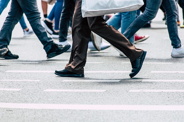 walking pedestrians
